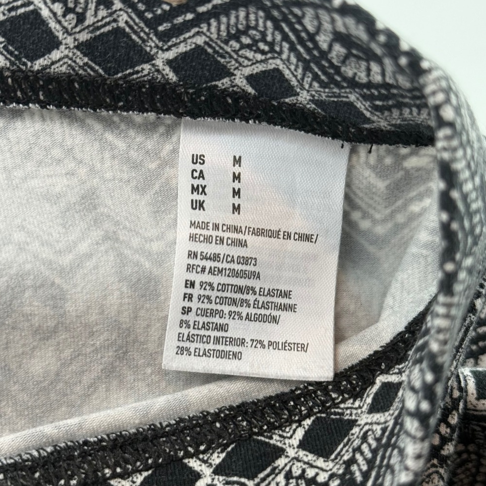 American Eagle Outfitters Womens Black White Geometric Tribal Leggings Size M - Picture 4 of 6